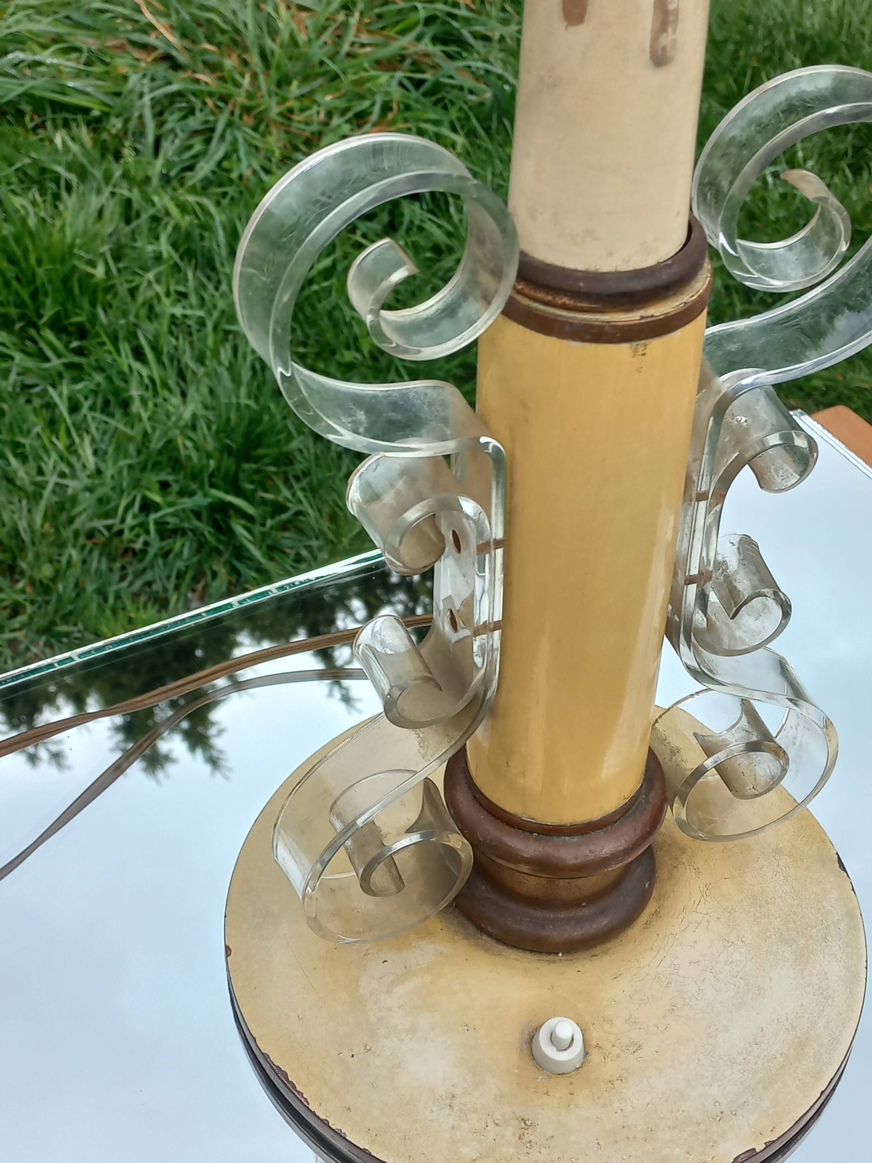 Lampe vintage des années 50 tôle, plexi et bois