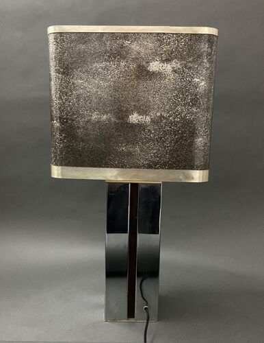 Lampe en métal chromé avec son abat-jour 1970
