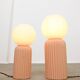 Vintage Italian Ceramic Table Lamps in Salmon Ceramic and Opaline, set of 2