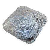 Petite applique murale carrée plafonnier en verre moulé vintage 1970 1980