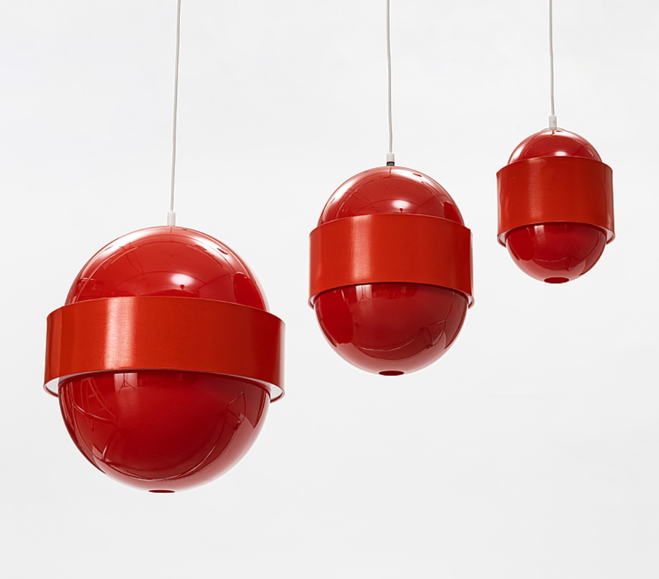 Series of 3 Scandinavian pendant lamps by Uno and Osten Kristiansson for Luxux