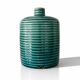 Duck blue ribbed glazed ceramic bottle vase – Mid-Century style