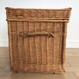 Vintage wicker trunk with burgundy metal closures