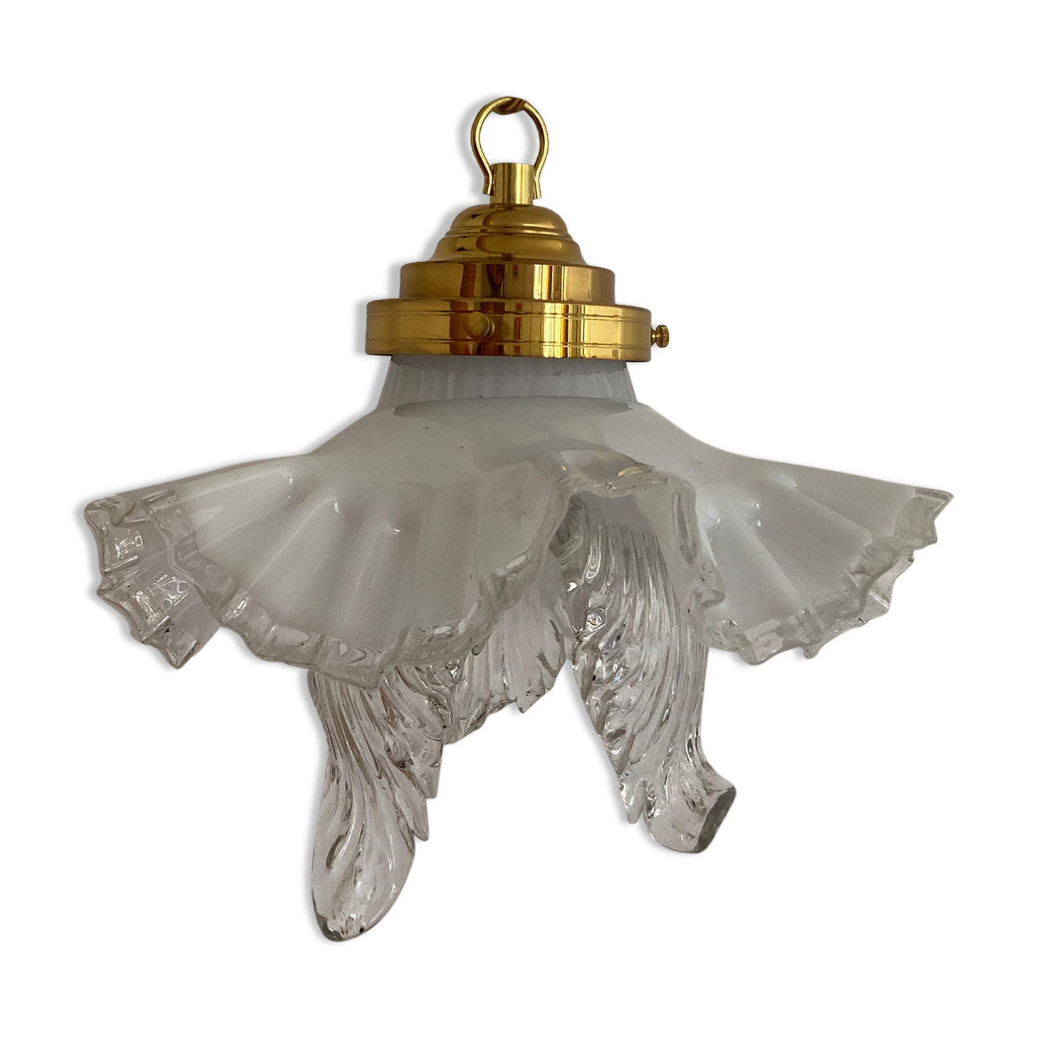 Period suspension lamp 1900 in opaline