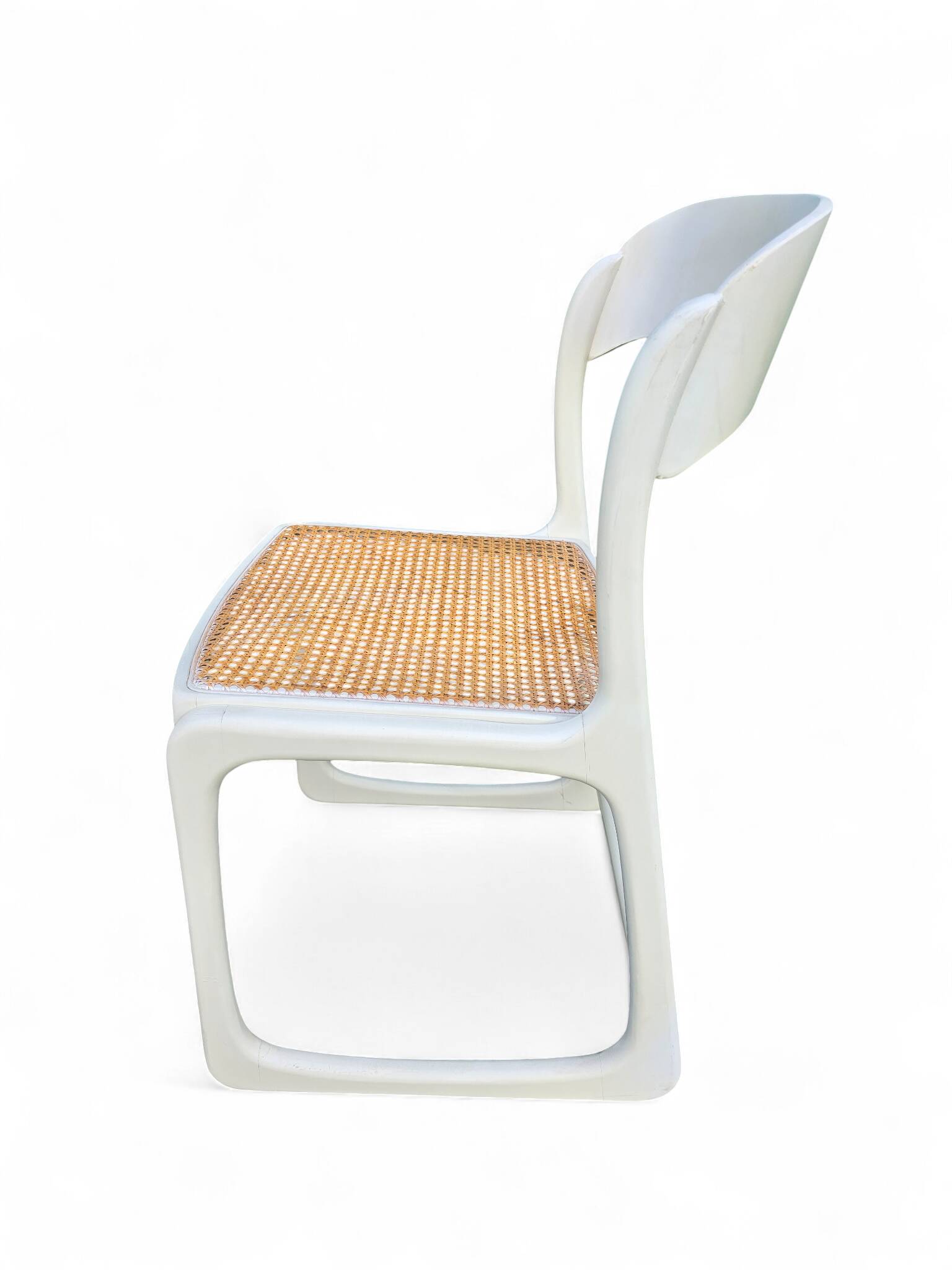 Set of 5 white Baumann "Sleigh" chairs