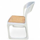 Set of 5 white Baumann "Sleigh" chairs
