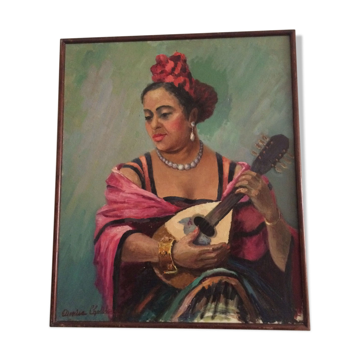 Great oil on table by Denise Chatelain