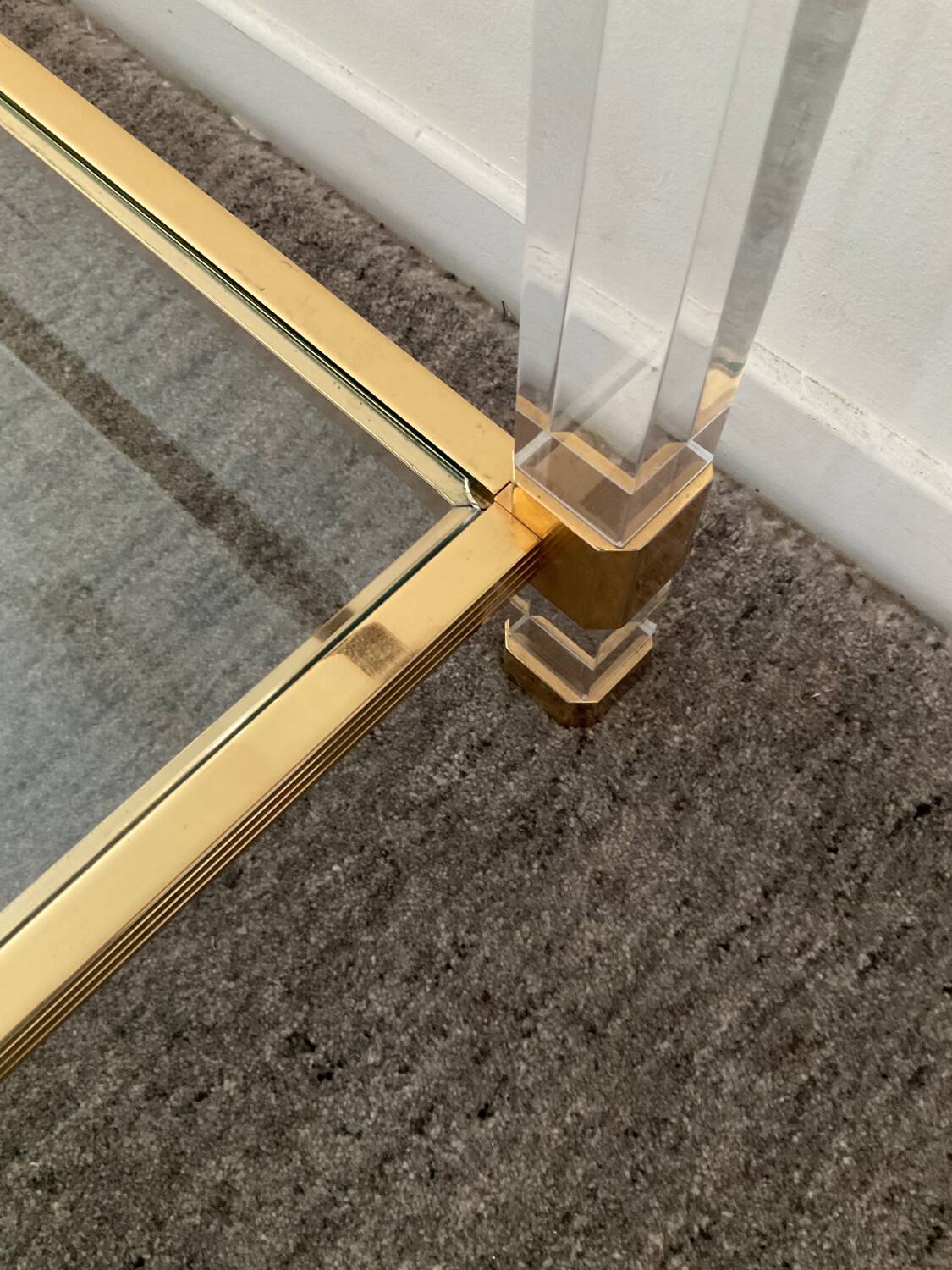 Vintage lucite and brass coffee table from the 70s