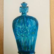 Watercolour and ink table vase Wabi Sabi collection Asia