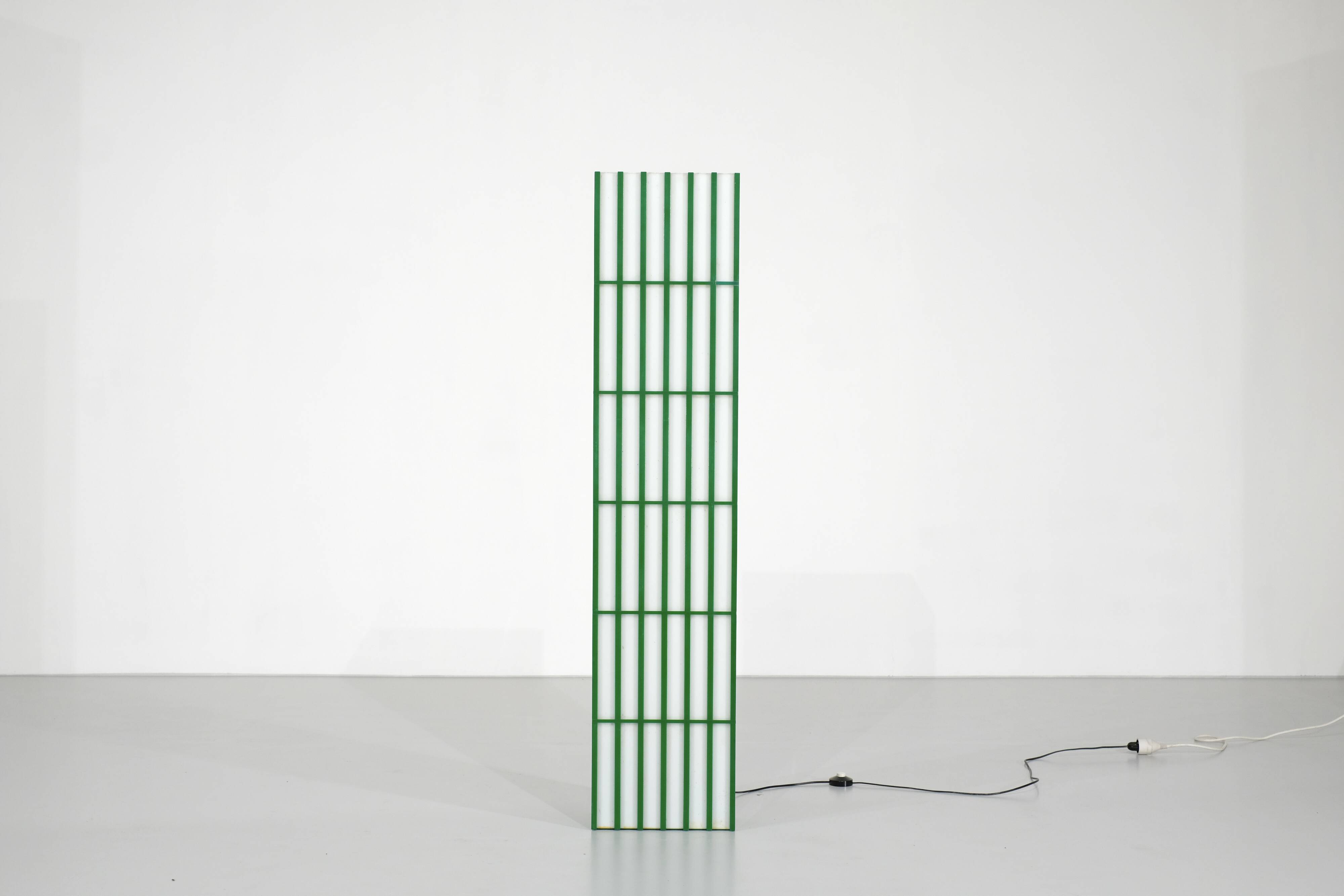 Rectangular floor lamp in green and white plexiglass, Italy - 1970s