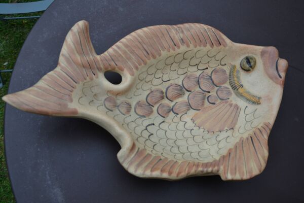 Grand plat/coupe en céramique poisson Vallauris