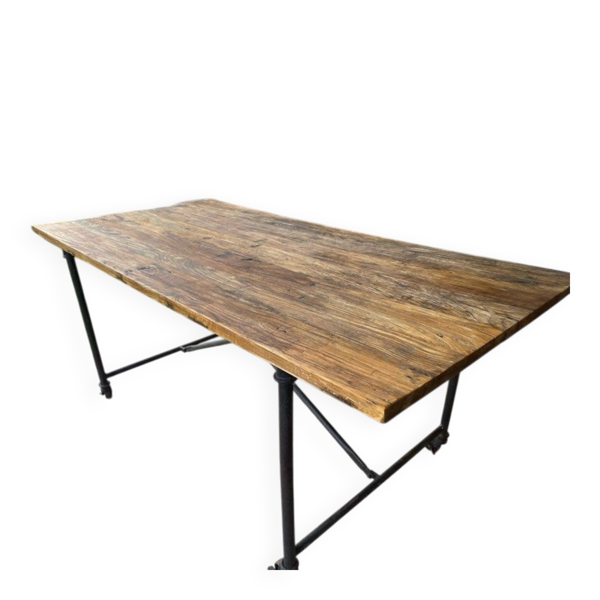 Table ancienne bois et fer forgé