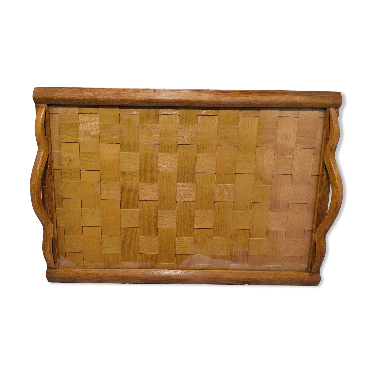 Woven wooden tray