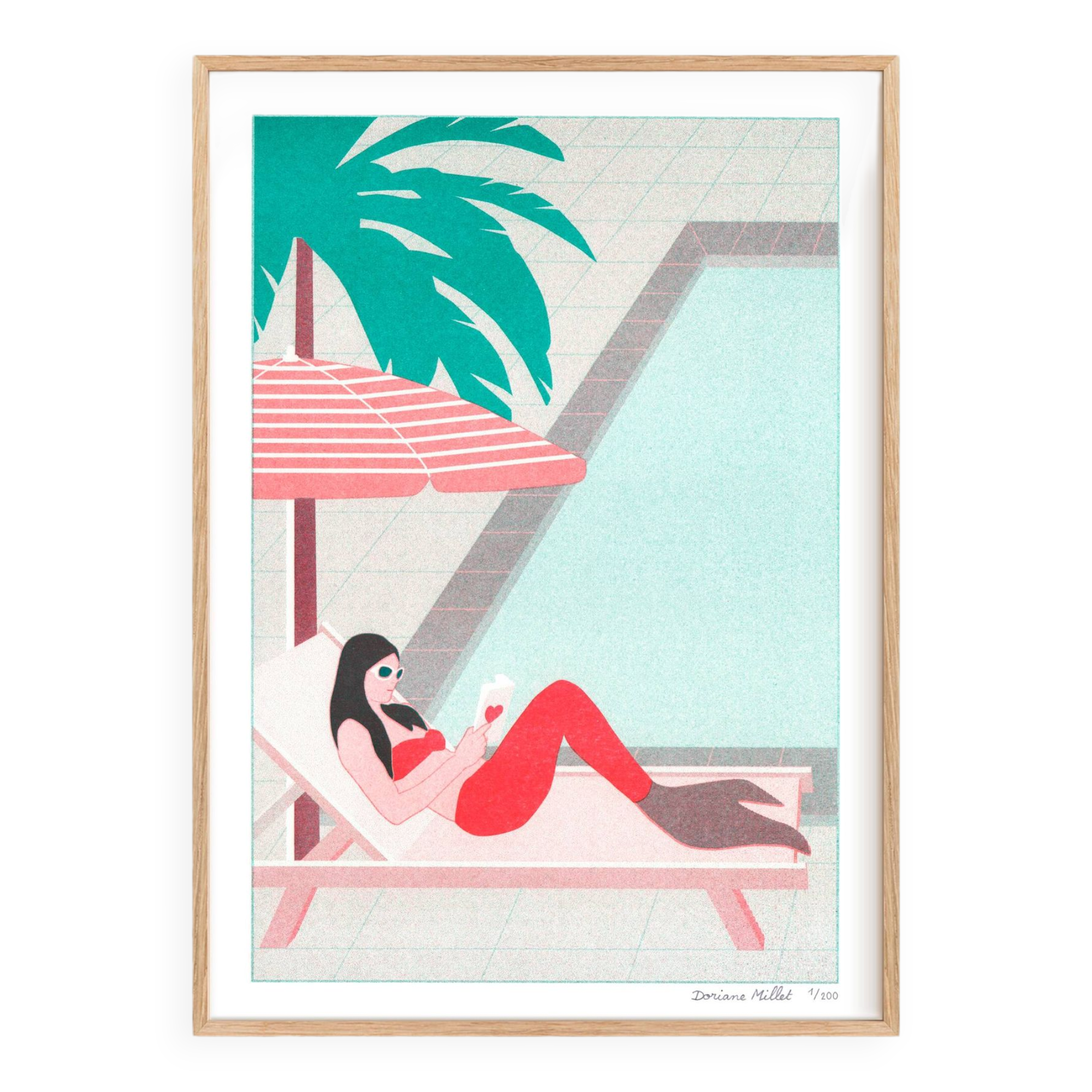 Pool Mermaid, A4 Risograph, Limited Edition