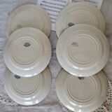 Antique flat plates, Gien earthenware, 19th century, Marines model