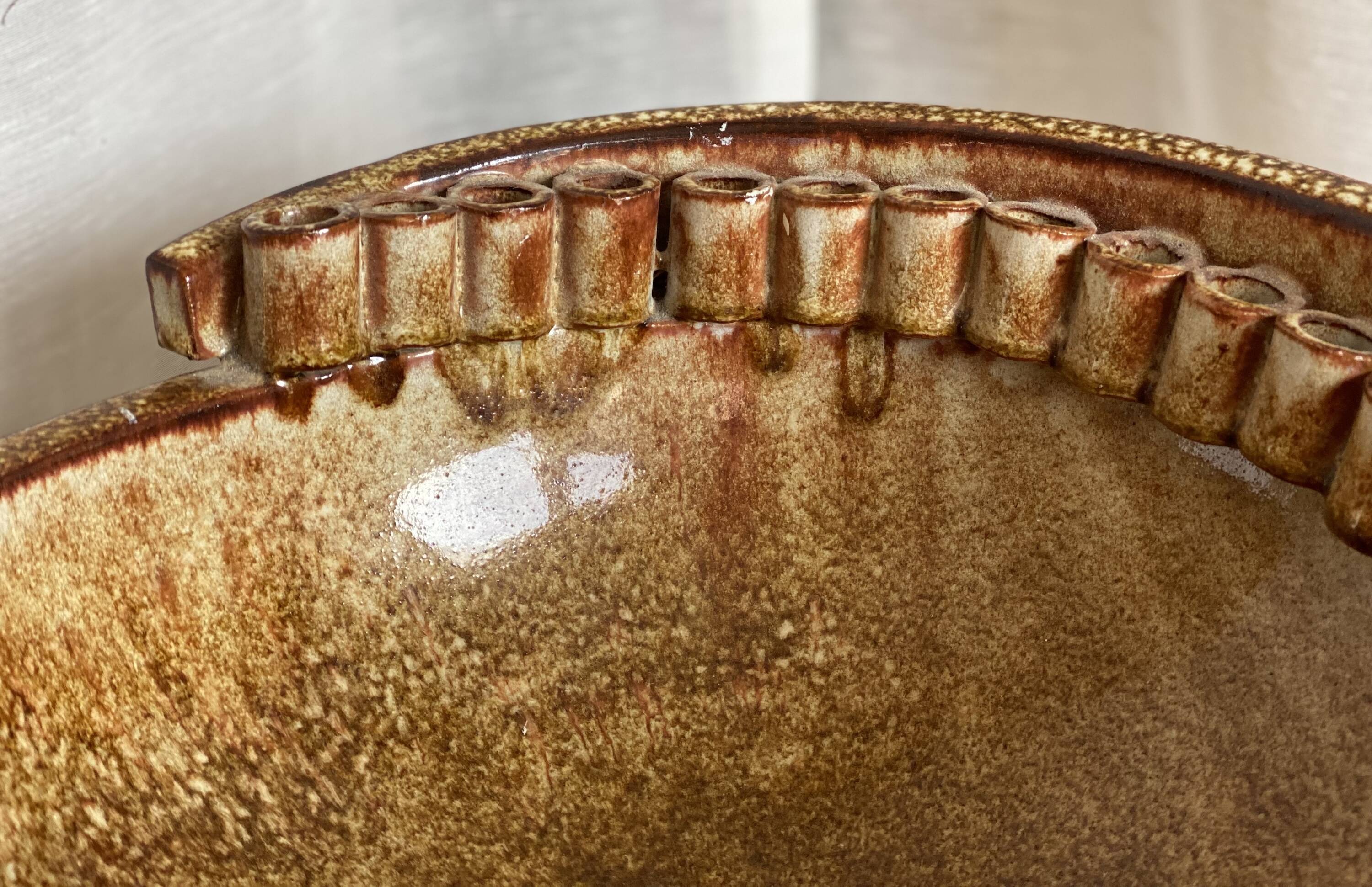 Large vintage ceramic bowl from 1970 in the Vallauris style