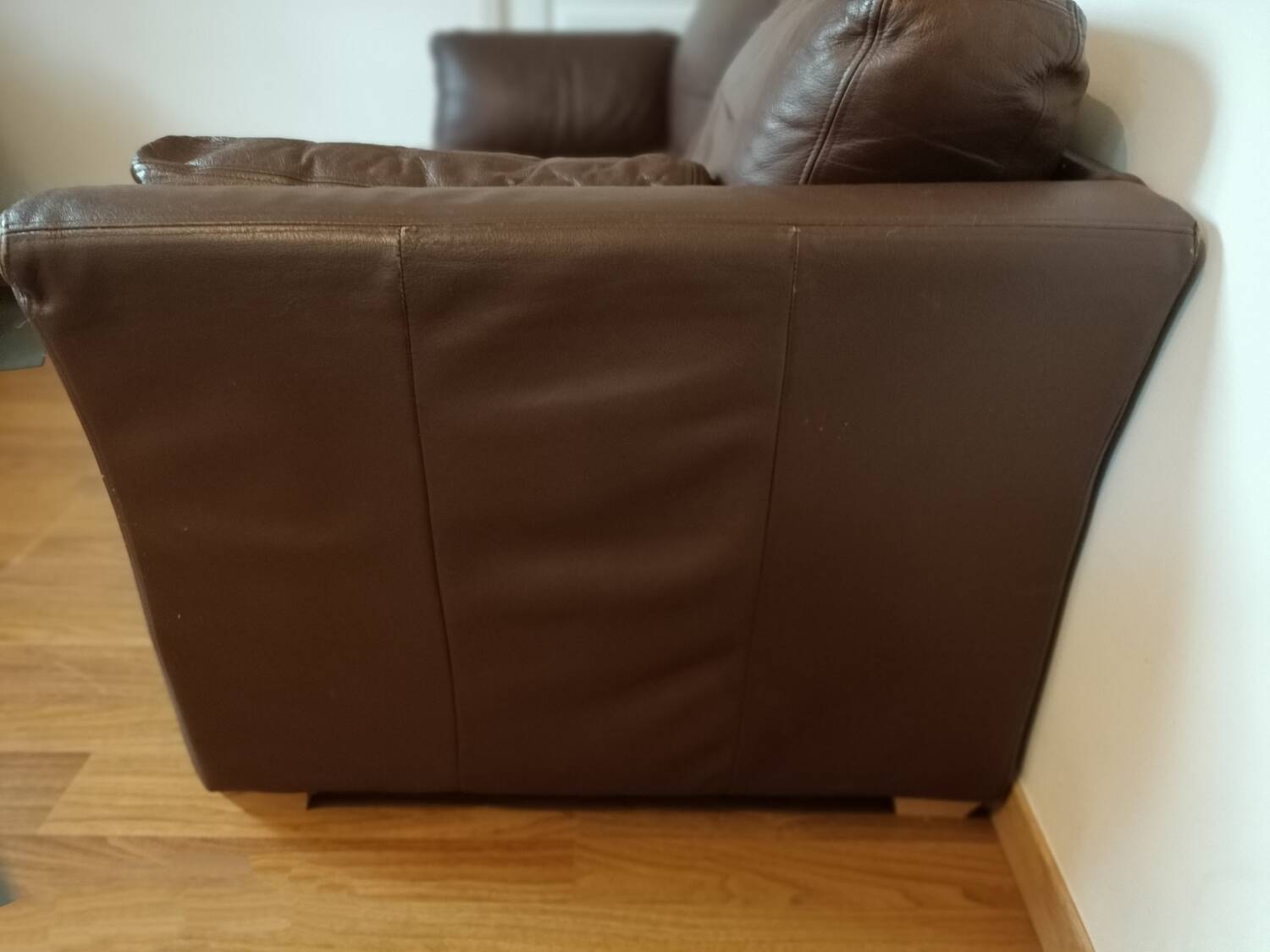 Brown leather sofa