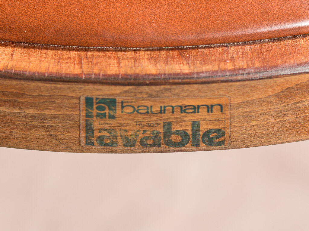 Set of 4 Jomain Baumann chairs, seat in imitation leather cognac, circa 1960