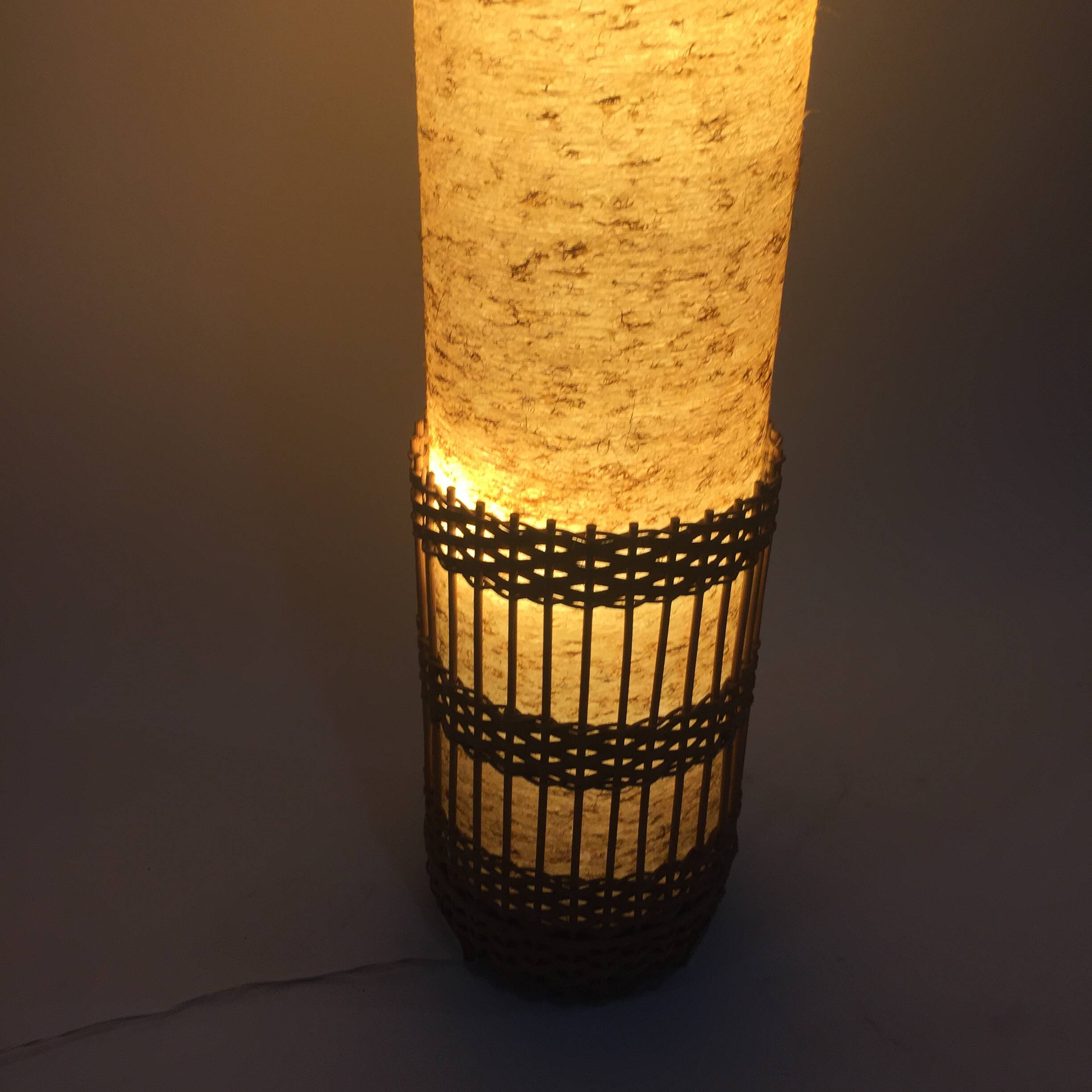 Fiberglass and rattan floor lamp