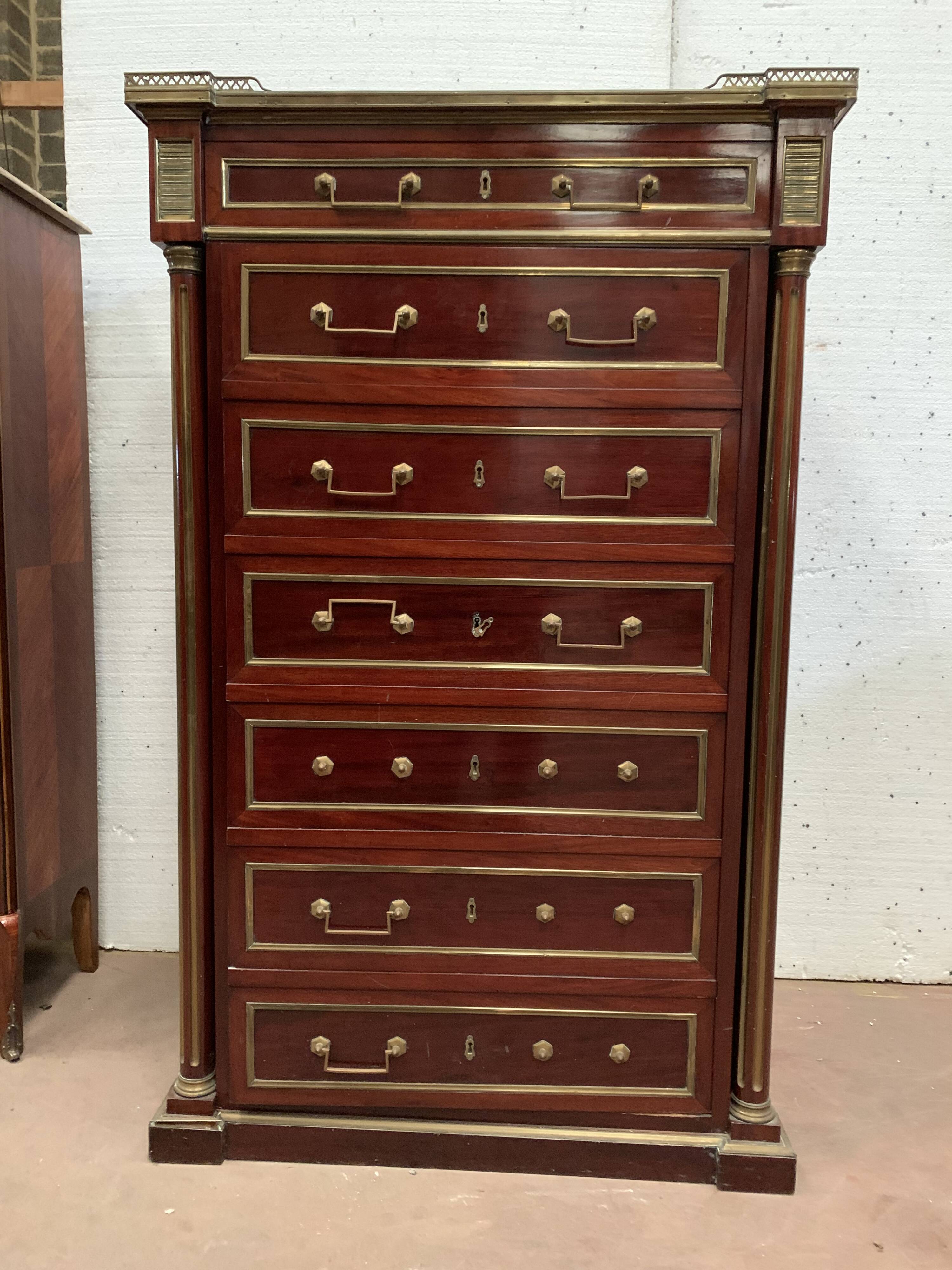 Semainier in trompe l'oeil Safe furniture of Napoleon III style Mahogany XX century