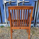 Stackable chair-armchair in solid teak with cushion by Vlaemynck