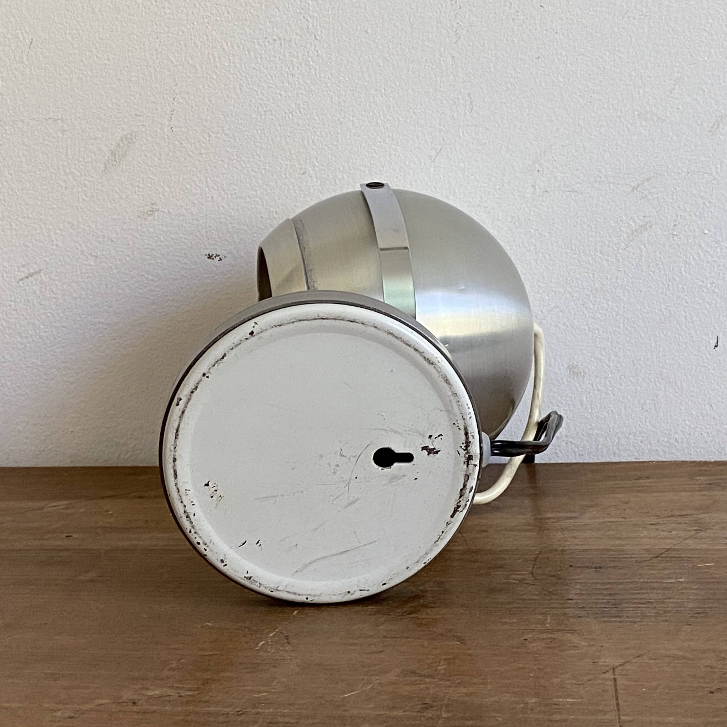 Eye ball lamp. 1970. Brushed stainless steel.