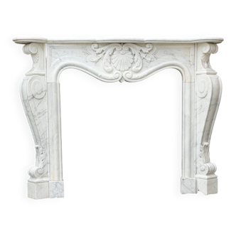 Louis XV style fireplace in Carrara marble, circa 1980