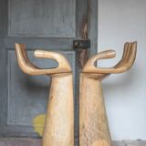 Paire de chaises bois forme main, tabouret de bar bois, chaise bois, chaise