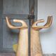 Pair of wooden chairs in the shape of a hand, wooden bar stool, wooden chair, chair.