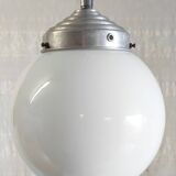 Opaline globe industrial pendant light - mid. 20th century