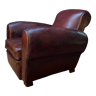Leather club chair, gang-box model circa 1930's