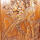 3 carved wooden panels, floral and animal decorations, Indochina