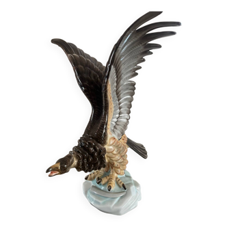 Herend Hungary, Large Turul Eagle 13 inches with sword, natural paint