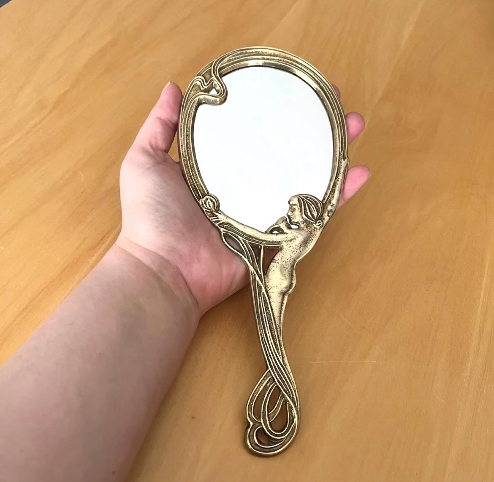 Vintage brass mirror