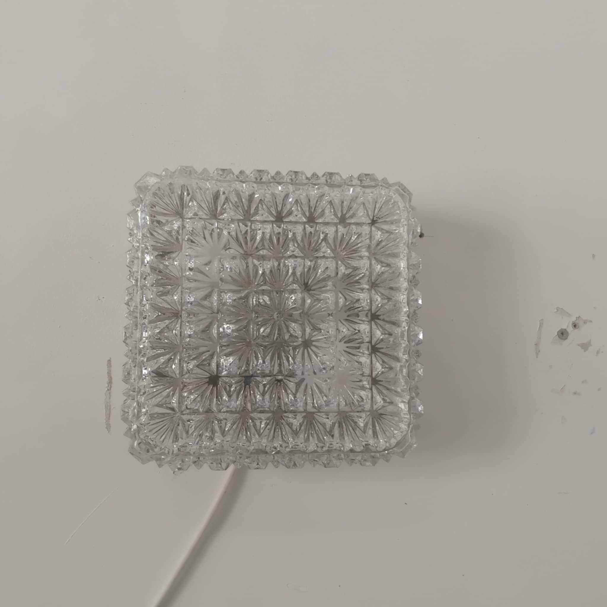 Plafonnier, applique en verre moulé, 1970