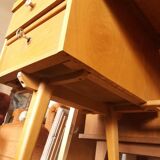 Oak-plated desk and formica 60s/70s
