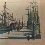 Jean Carzou (1907-2000), view of a port - litho artist's proof signed 1954
