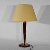 Lampe en acajou et laiton,- 1950