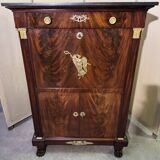 Rare Empire period mahogany secretary with four columns topped with bronze capitals.