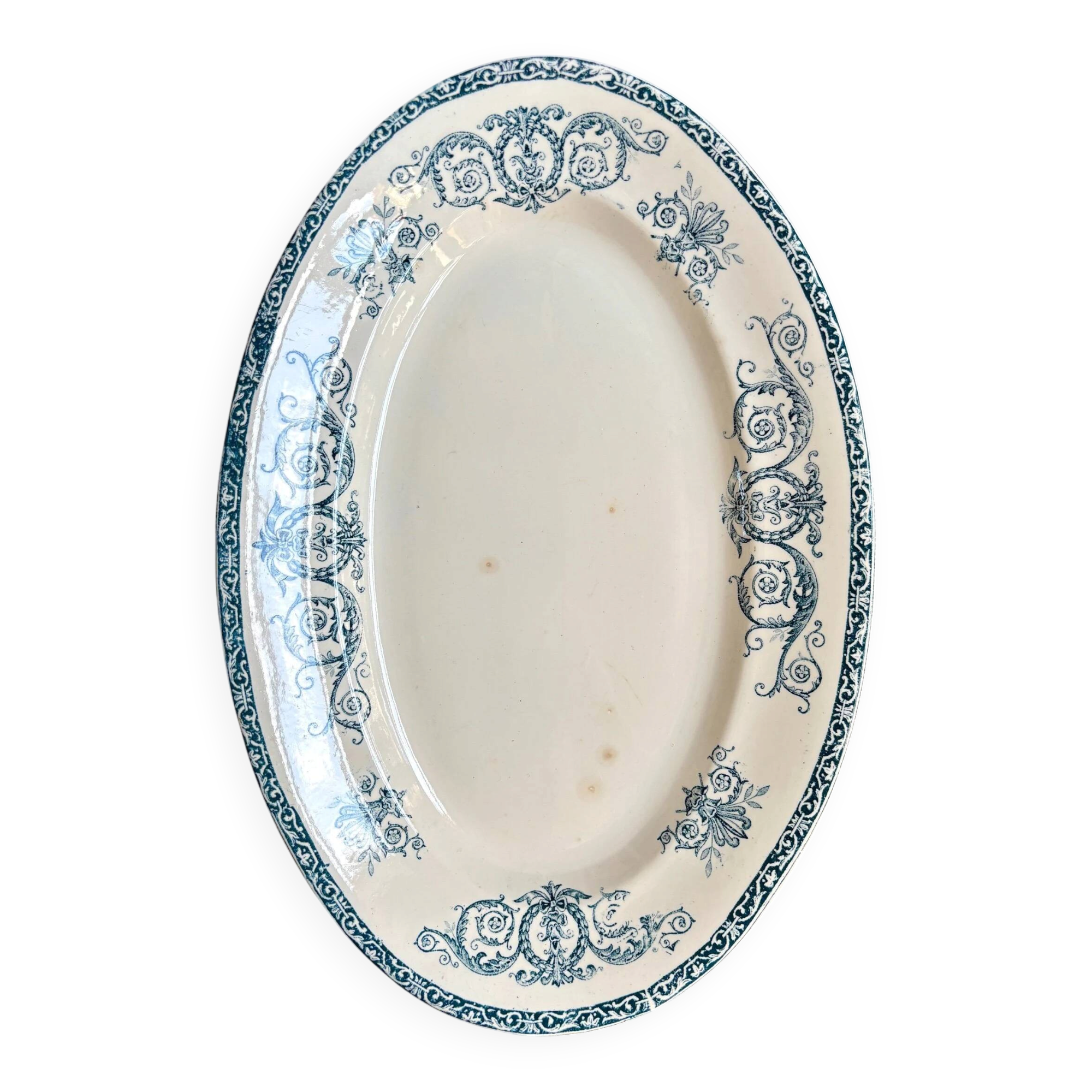 Oval plate Léon Graves in ironstone, "Marie-Louise" service.