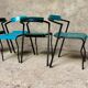 Set of 12 vintage blue bistro chairs