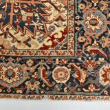 1960s Antique Red & Navy Blue Classic Persian Rug, 287x386Cm