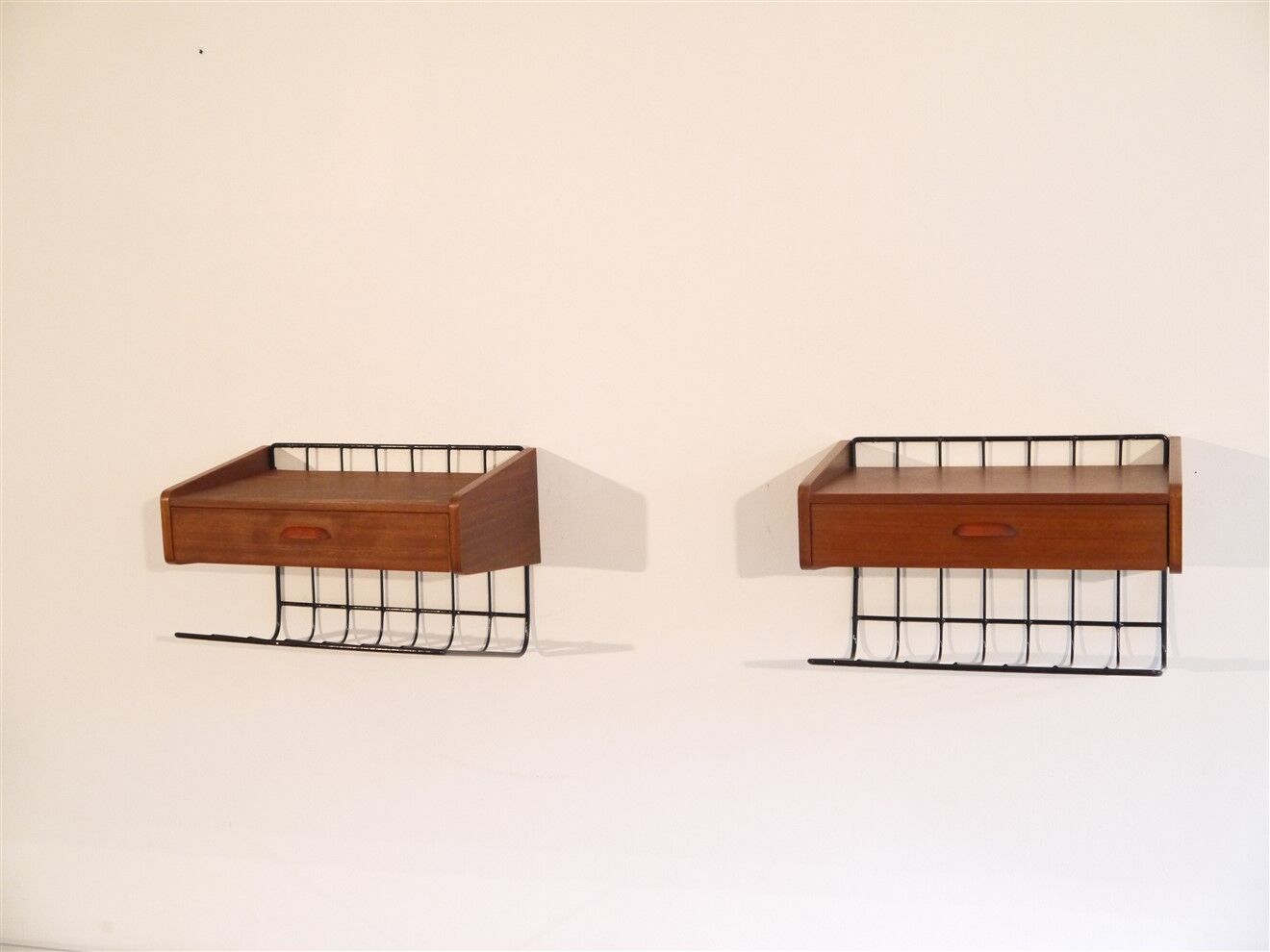 Pair of Scandinavian hanging bedside tables 1960