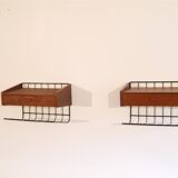 Pair of Scandinavian hanging bedside tables 1960