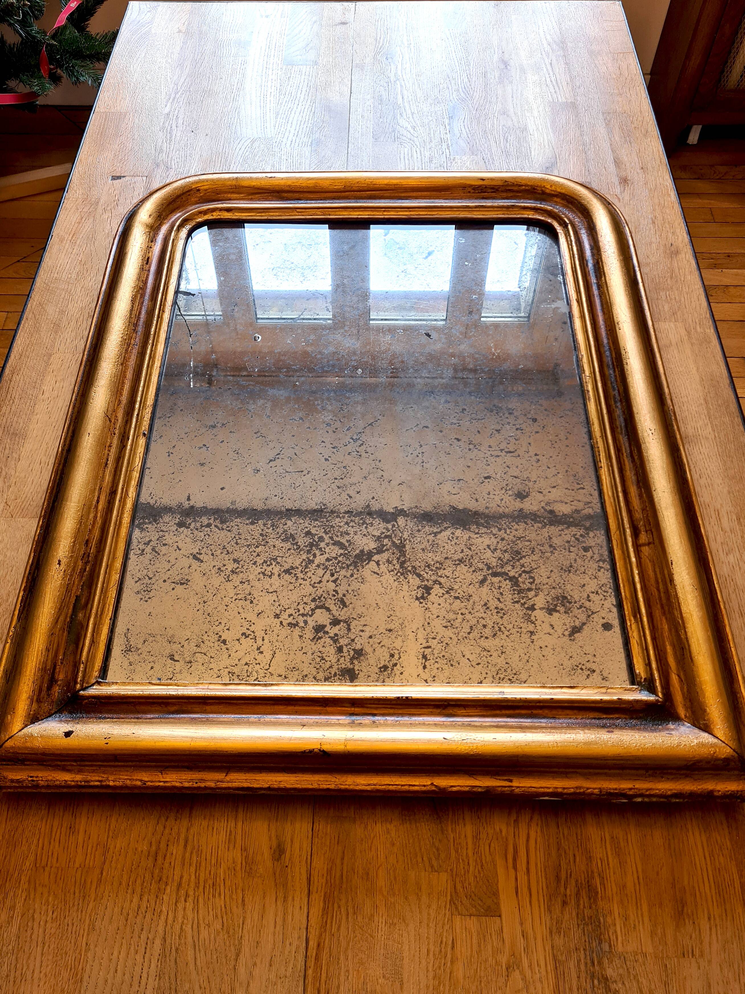 Antique Louis-Philippe mirror "Philomène" gold leaf