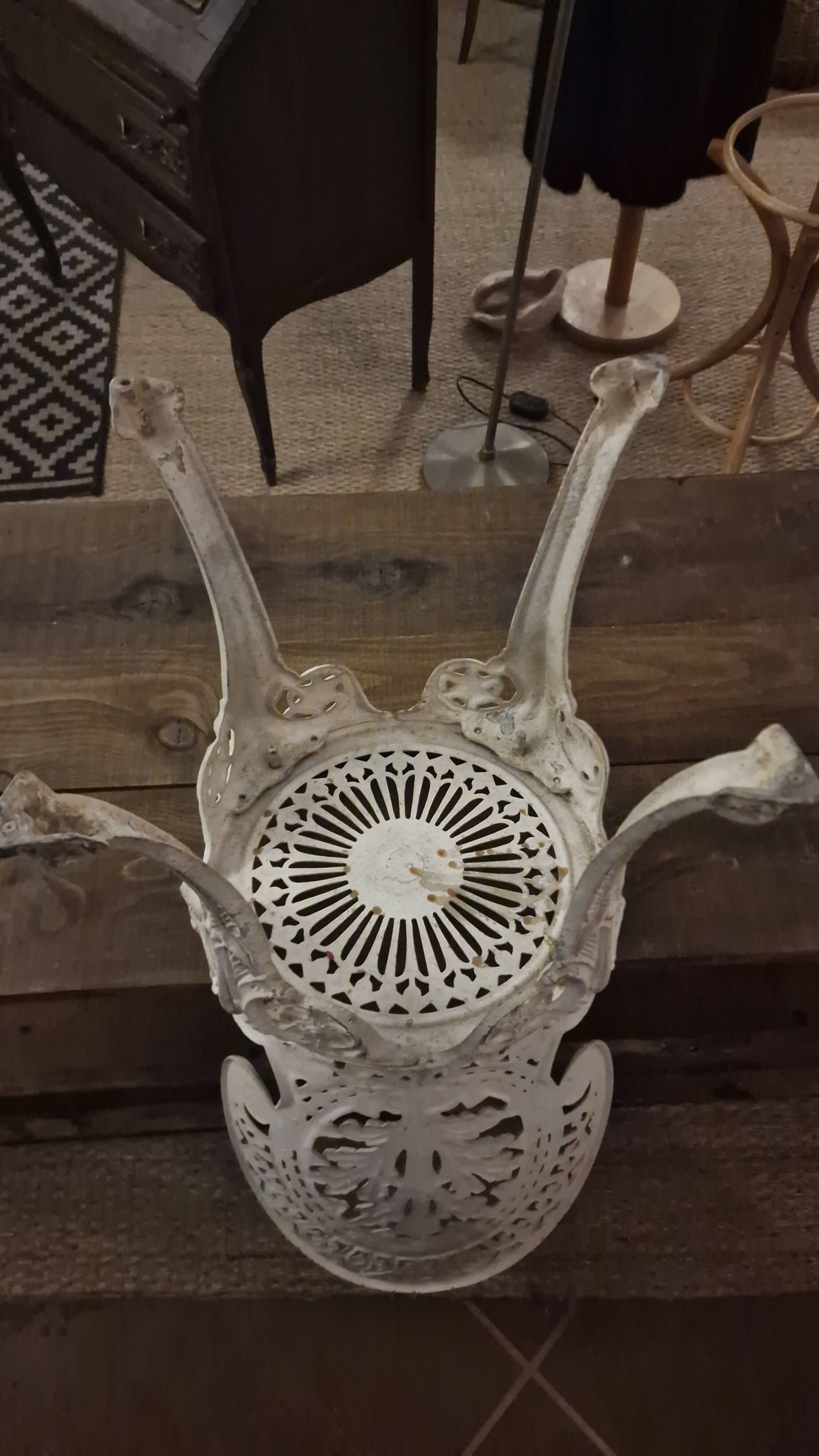 Pair of antique openwork aluminum garden chairs – Victorian style