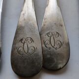 7 forks silver plated baguette christofle monogram J C before 1930