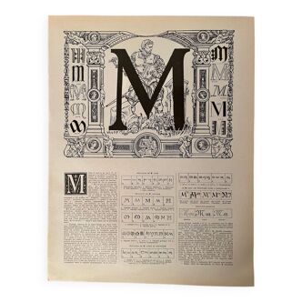 Lithographie lettre M 1930