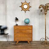 Vintage chest of drawers oak compass feet retro 1950 - 4 drawers
