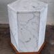 Italian hexagonal Carrara marble monolith side table / pedestal